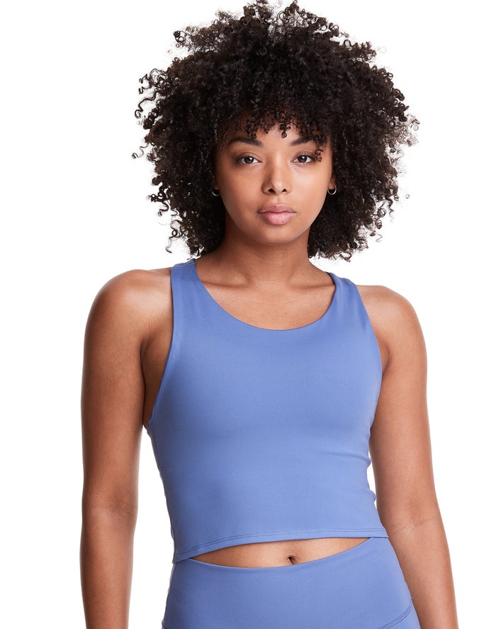 Champion Womens Tank Tops NZ - Soft Touch Crop Blue ( 9021-IGXDK )